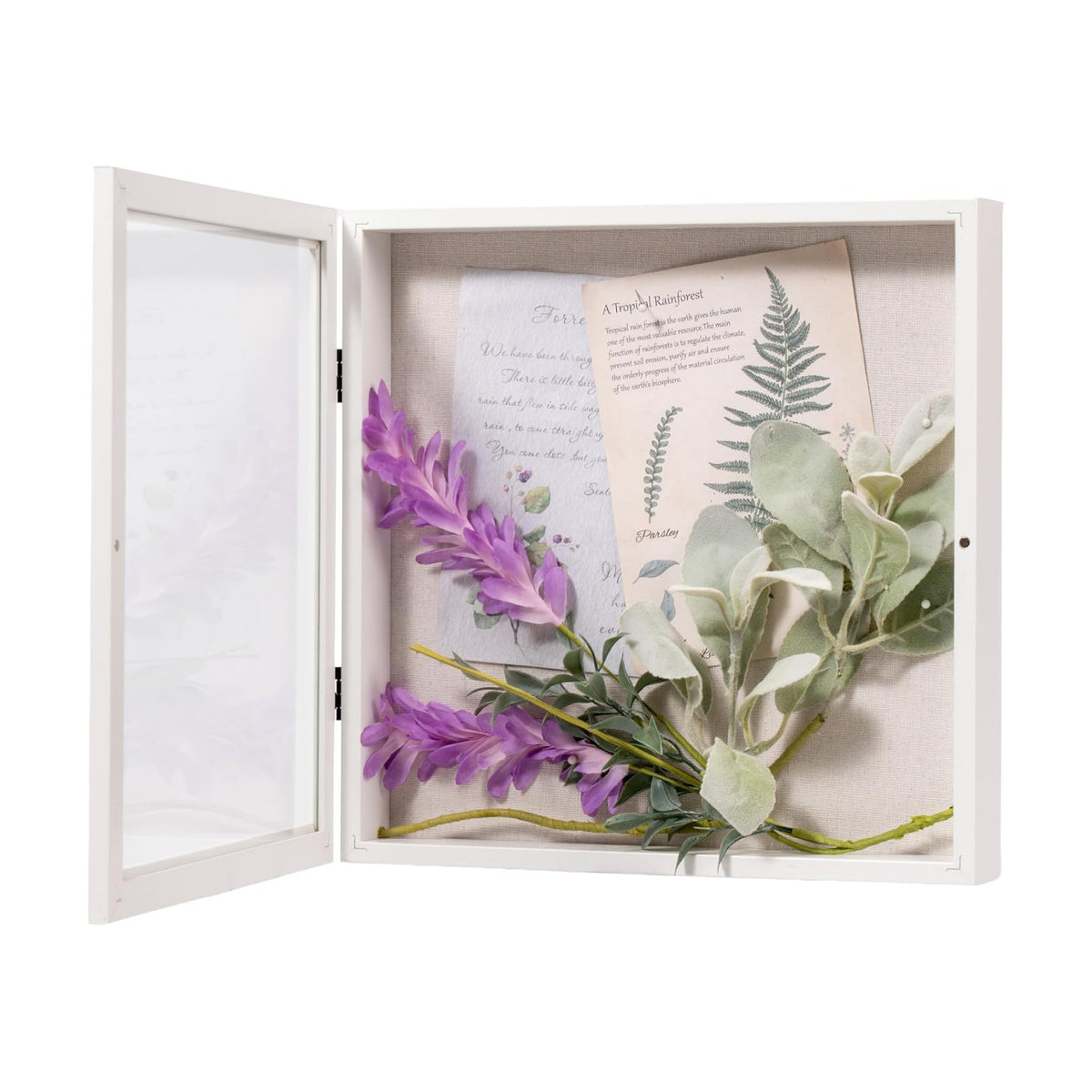 12x12 Shadow Box Frame with Linen Back, Wood Glass Display Case for Medals, Photos, Memorabilia, Awards - Pins