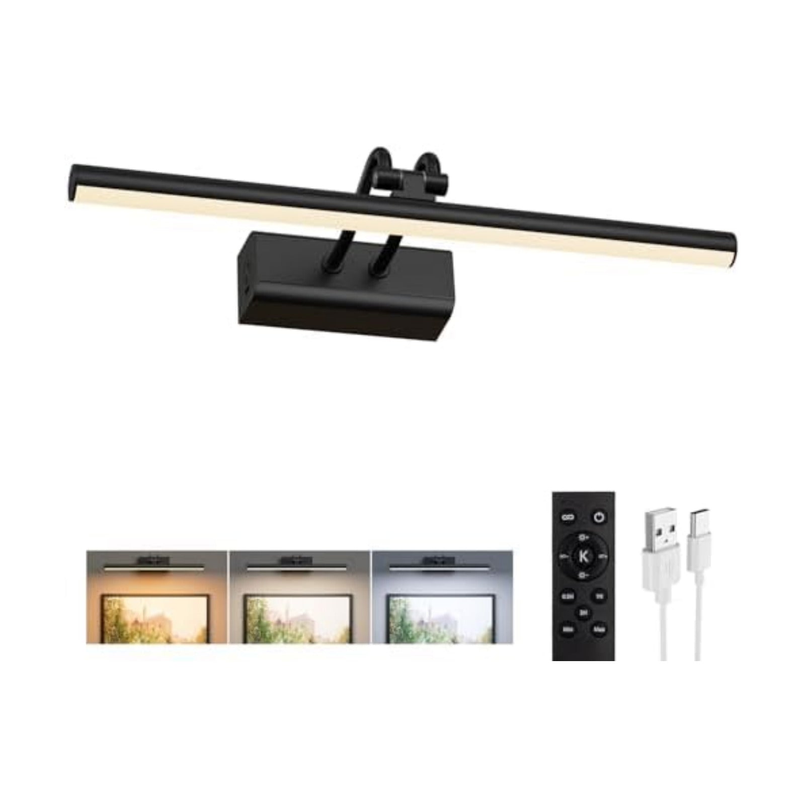 Battery Operated Picture Light for Wall, 13.8'', Black, RF Remote Control