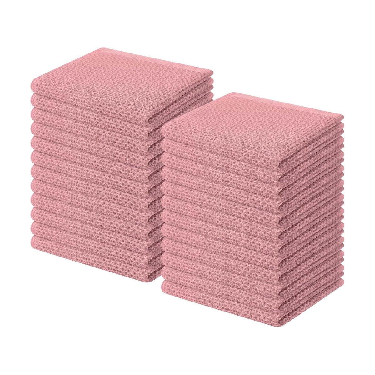 Homaxy 100% Cotton Waffle Weave Kitchen Dish Cloths 24-Pack, Dried Rose | 12 x 12 Inches, Ultra Soft Absorbent Dish