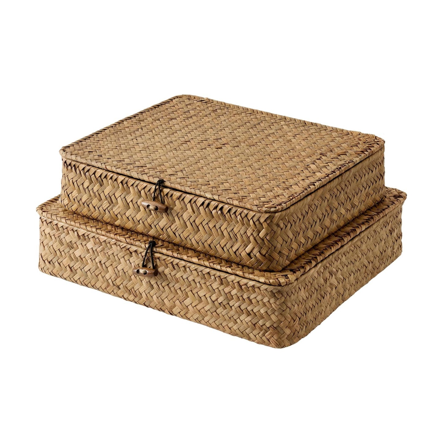 Wicker Basket / Flat Wicker Storage Bins / Brown