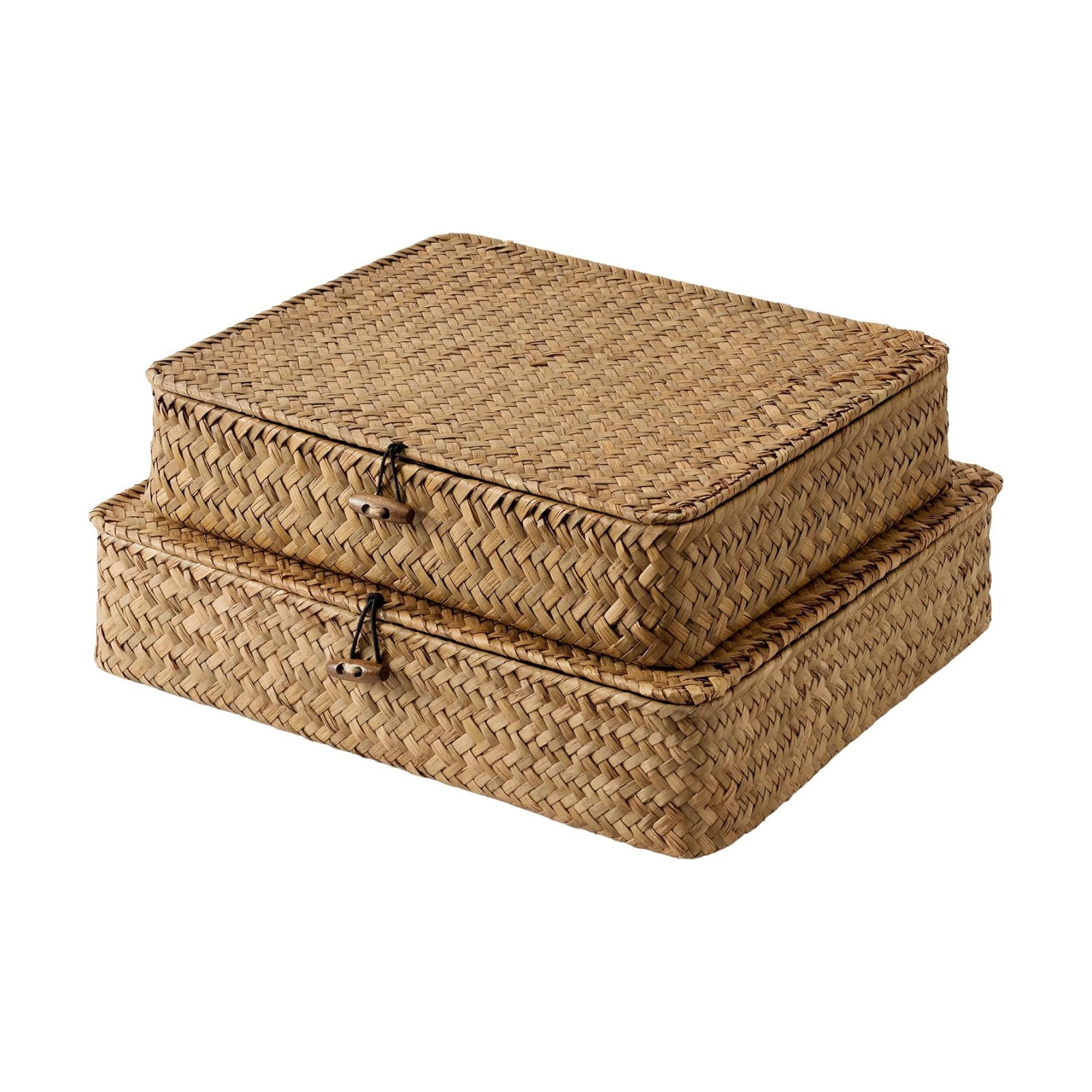 Wicker Basket / Flat Wicker Storage Bins / Brown