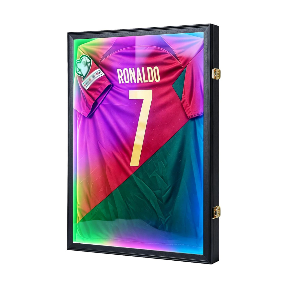 Jersey Frame Display Case with LED and Lock, 1-Pack Matte Black | oazhpon Jersey Frame 1-Pack Lockable Box with LED, UV