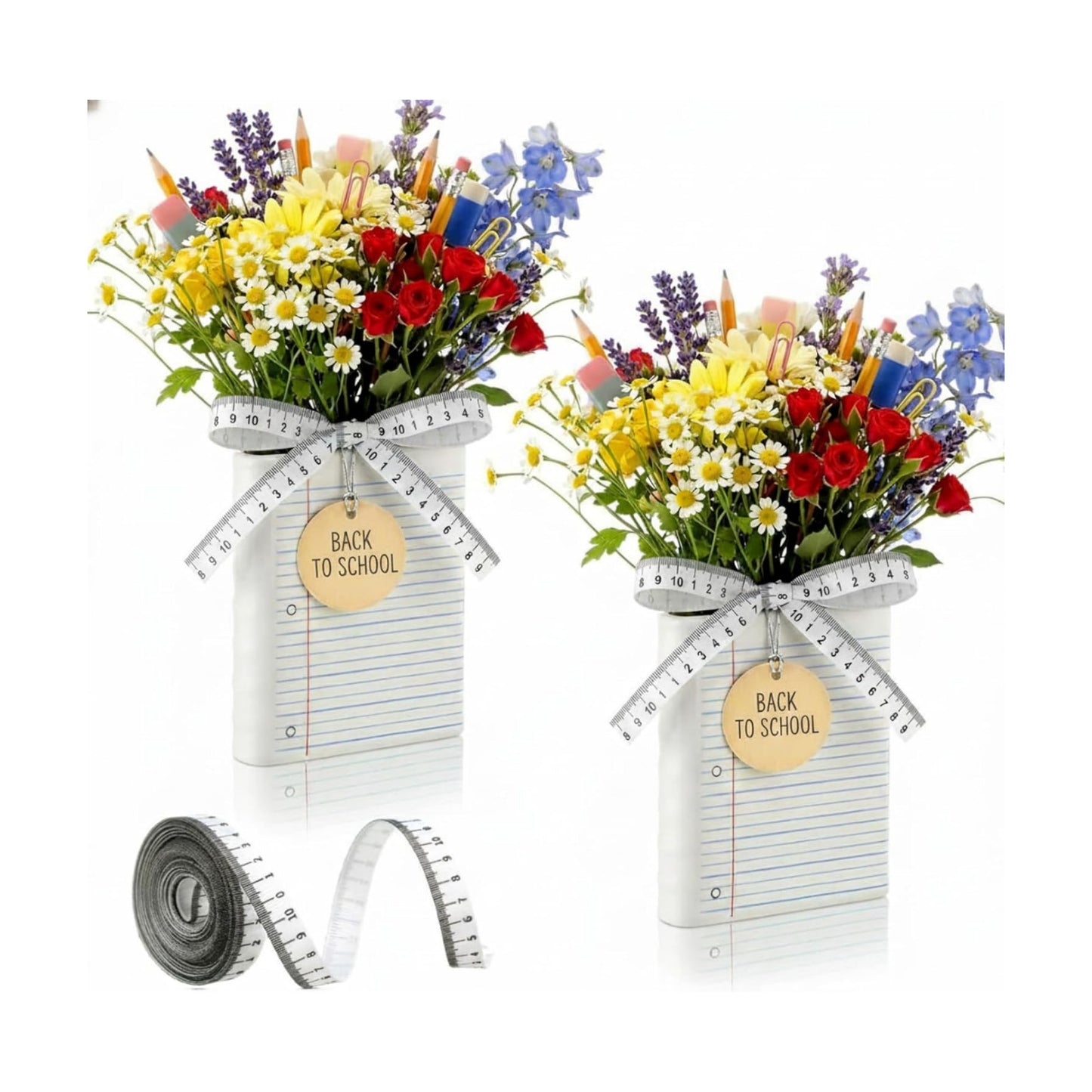 Back to School Gifts Ceramic Book Shaped Vase for Flower / Blue / Set of 2