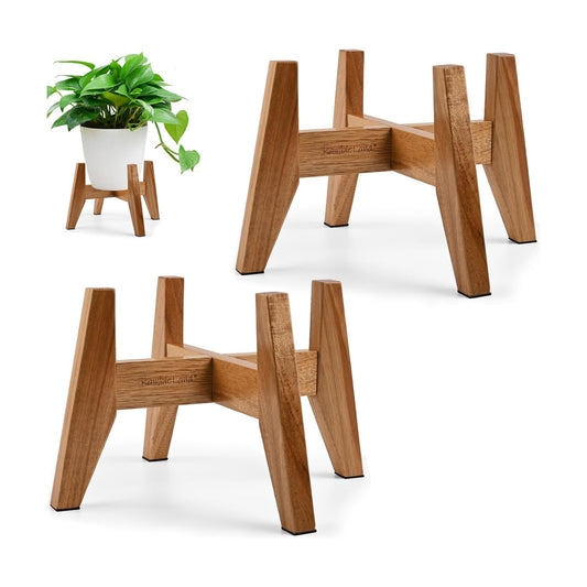 Wooden Plant Stand Indoor, Acacia Wood Mid Century Planter Stand, 2 Pack | 2 furniture-grade acacia wood plant stands