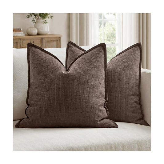 Decorative Pillow Covers / 18 x 18 / Dark Brown / Set of 2