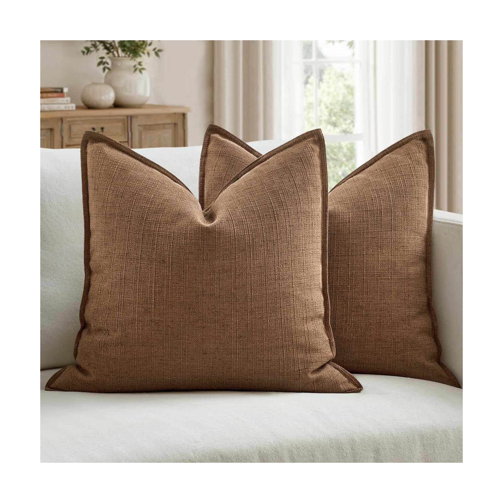 Brown Decorative Pillow Covers / 18 x 18 / Brown Sugar / Set of 2