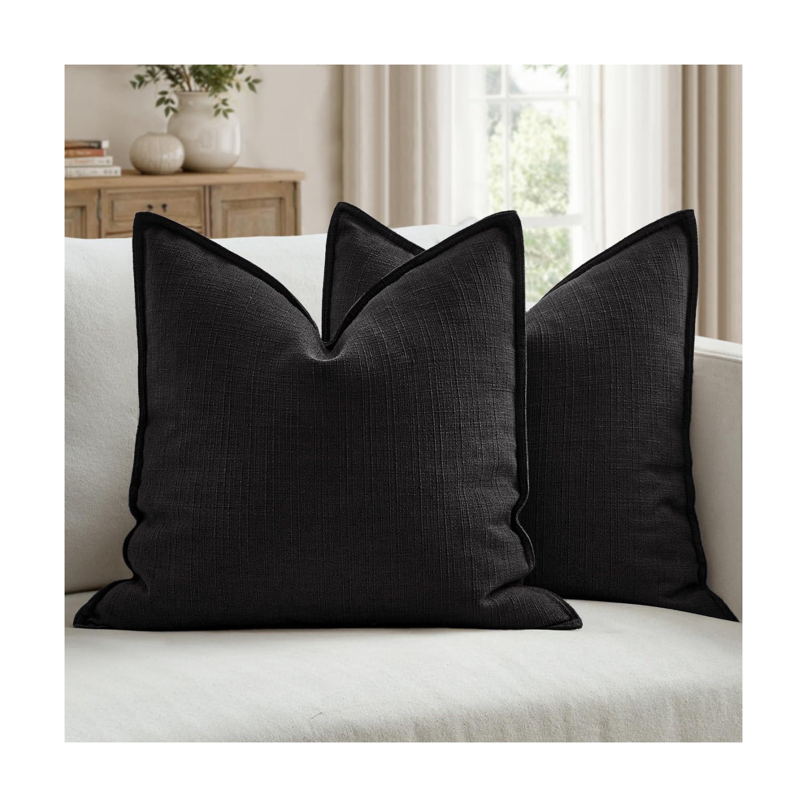 Decorative Pillow Covers / 18 x 18 / Black / Set of 2