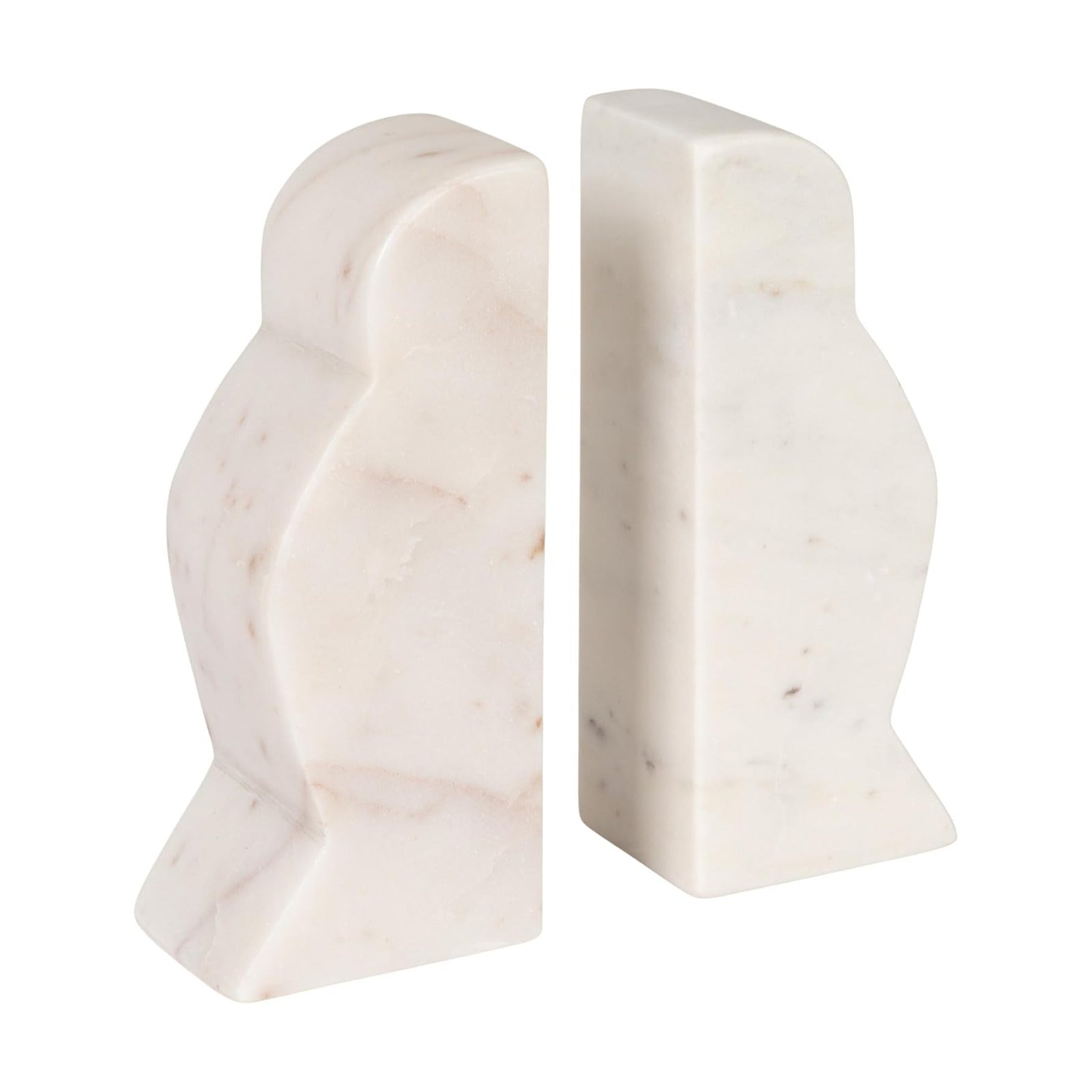 Decorative Marble Wave Bookends / White