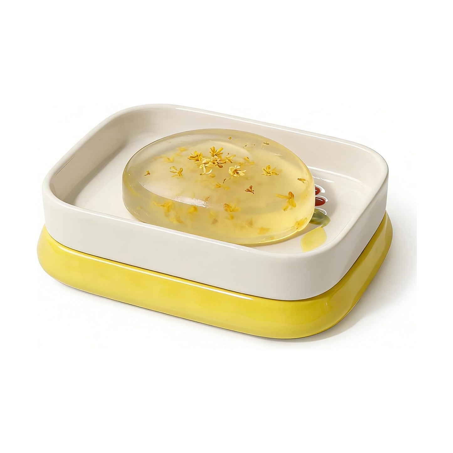 Handpainted Farmhouse Self Draining Soap Holder / Yellow
