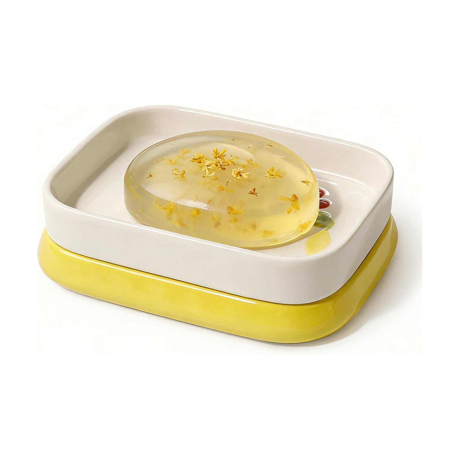 Handpainted Farmhouse Self Draining Soap Holder / Yellow