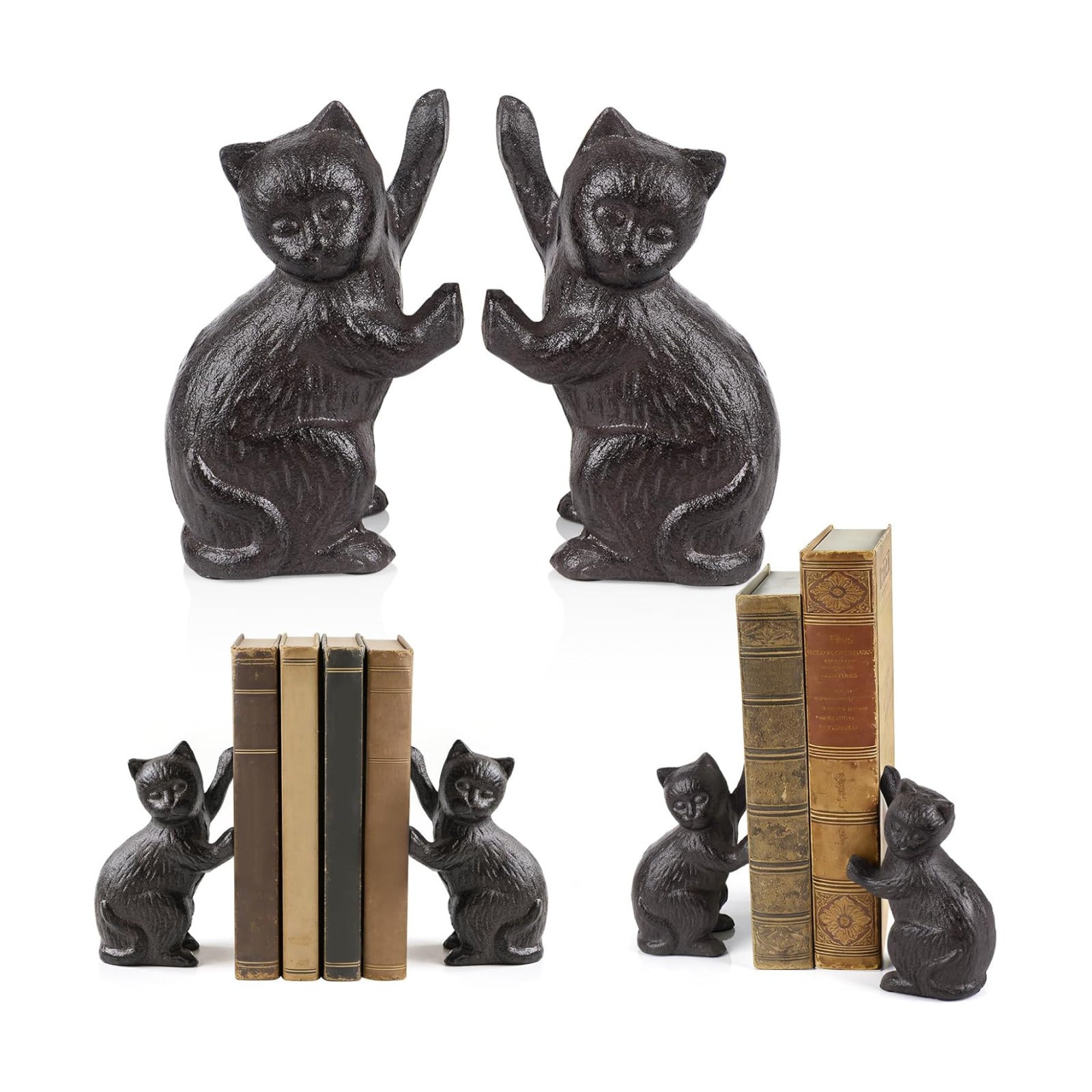 Decorative Cat Bookends / Black