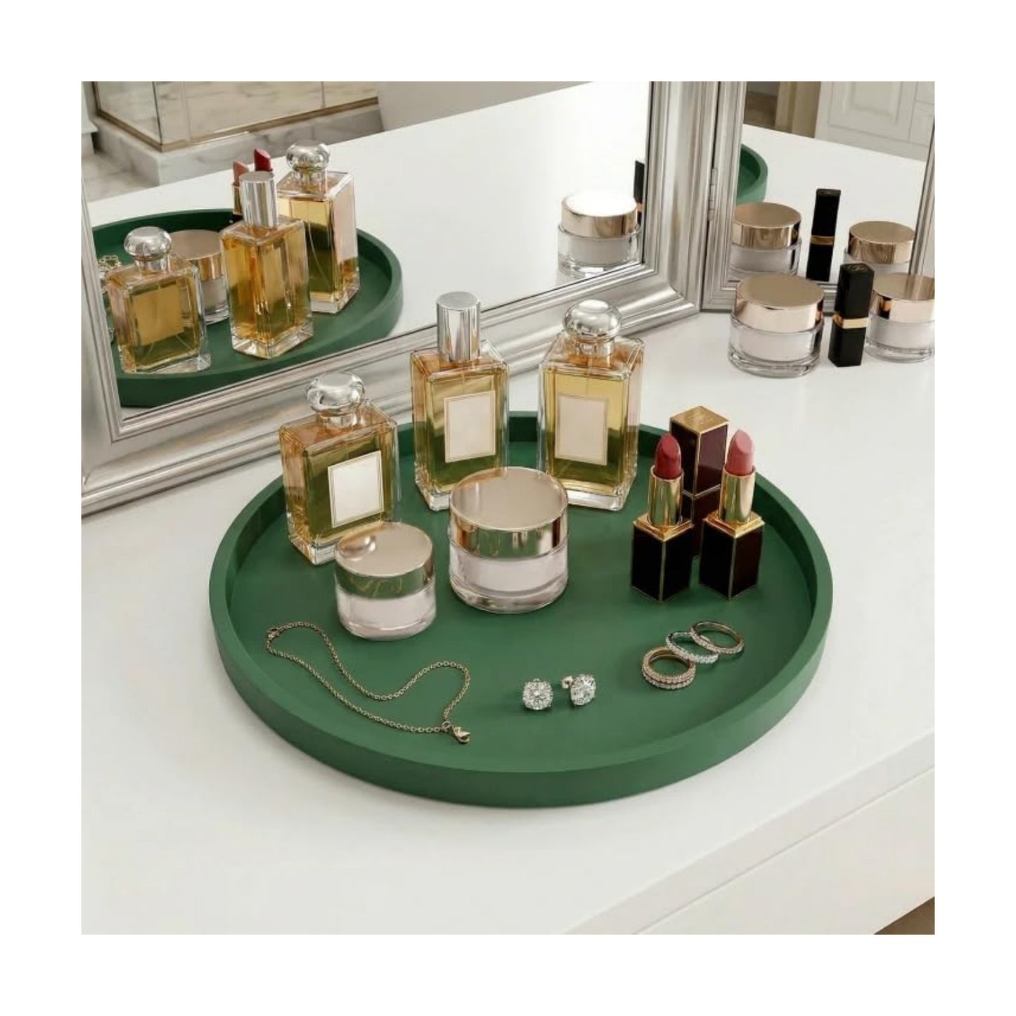 Vanity Trays / Round Tray Silicone / Green / 10.6 / 10.6 Inch