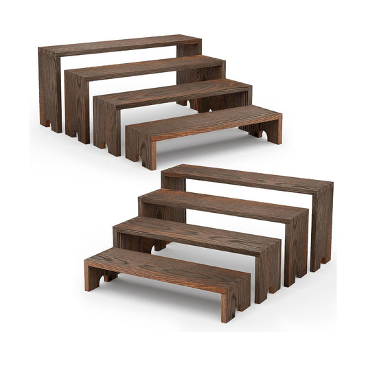 Wooden Cupcake Stand for Decor / Dark Brown / 4 Tiers / Set of 2