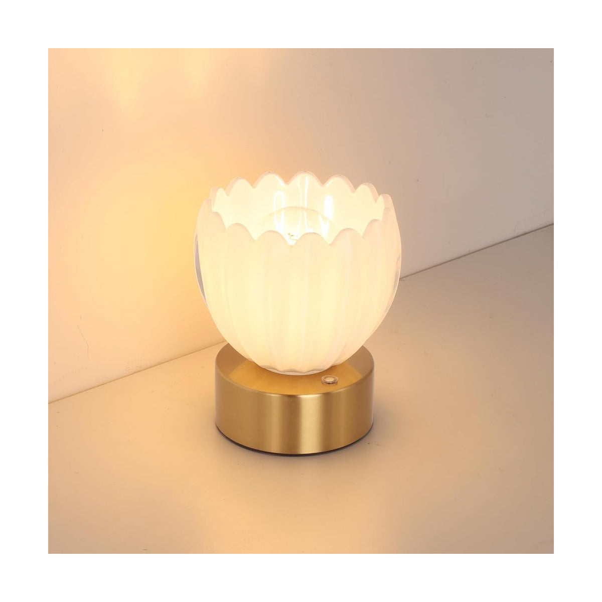 Shenmoyl Cordless Small Table Lamp with 5200mAh Battery & Touch Control, Battery Operated Tulip Table Lamp with 3
