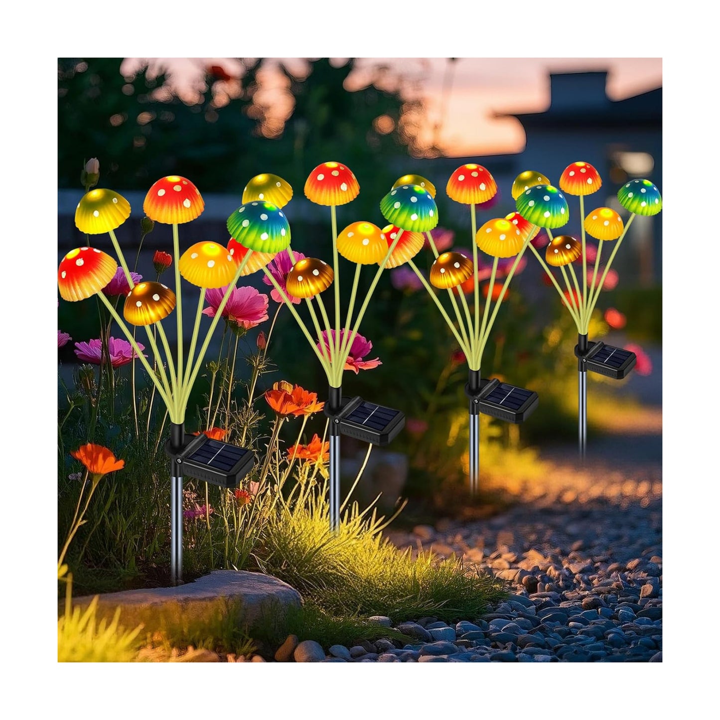 Solar Mushroom Garden Lights for Outside / Mushroom Lights / Set of 4