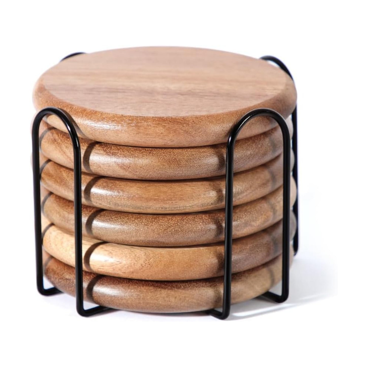 Holder / Rustic Wood Coasters / 3.93 Inch / Set of 6