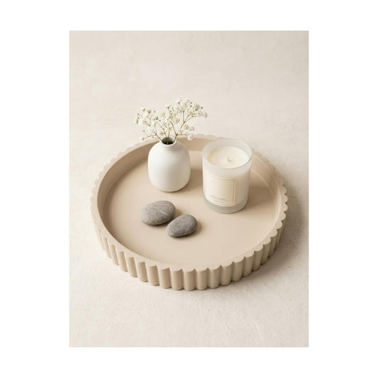 Round Coffee Table Tray / Beige / Set of 11