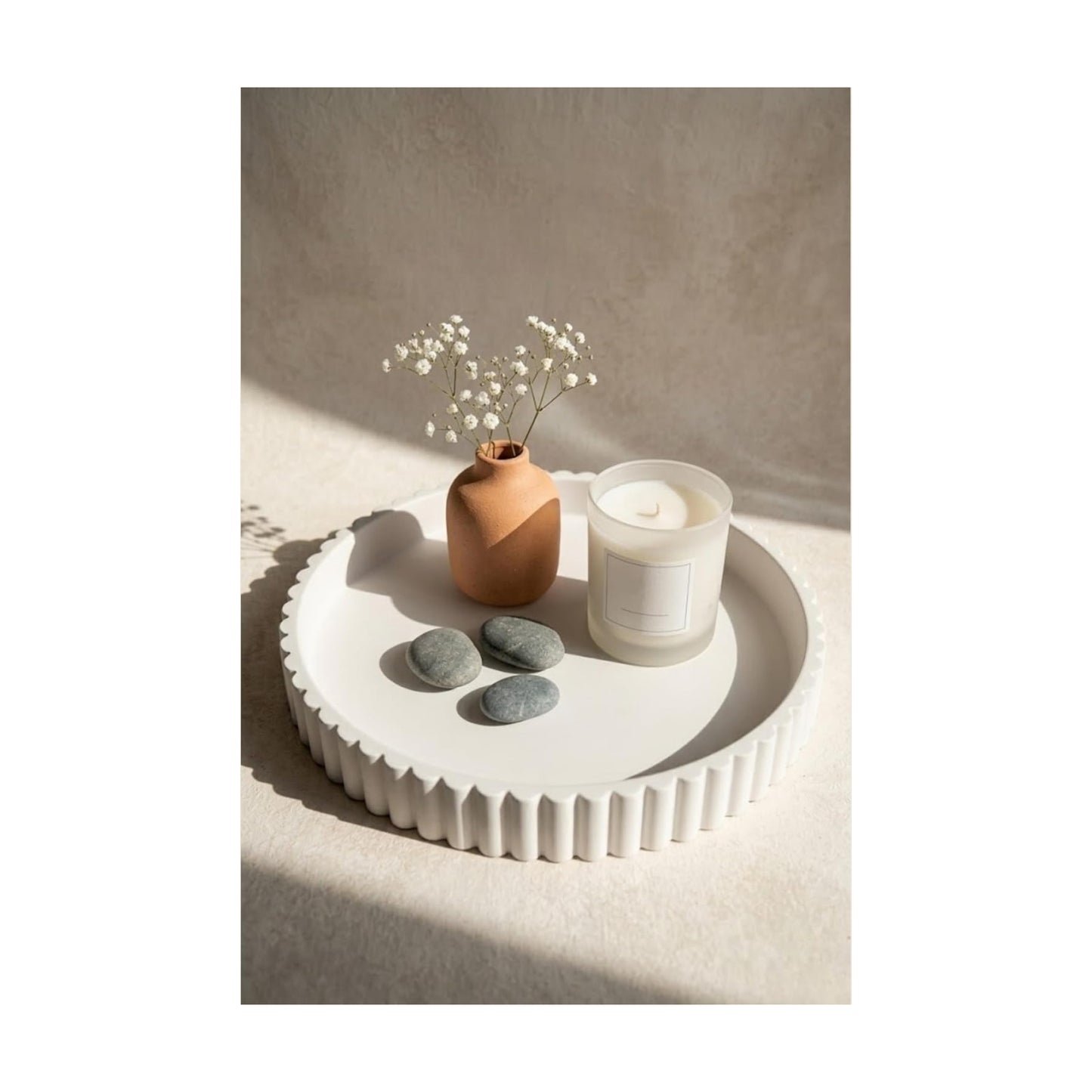 Round Coffee Table Tray / White / Set of 11