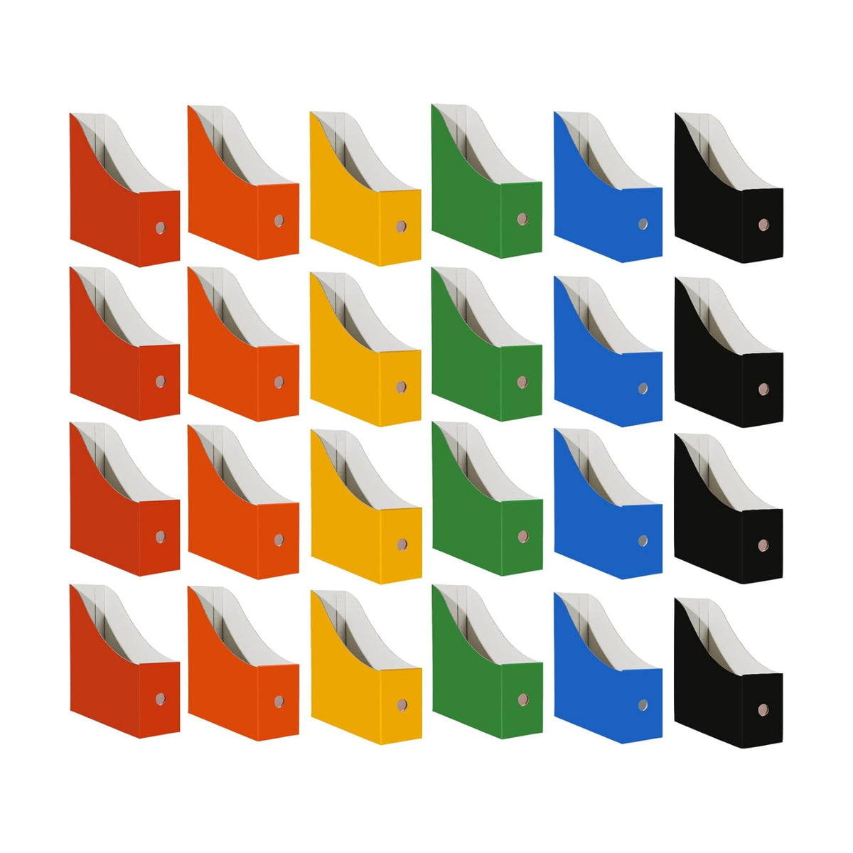 Limitliho 24 Pack Six color Cardboard Magazine Holder for Desk or Shelves