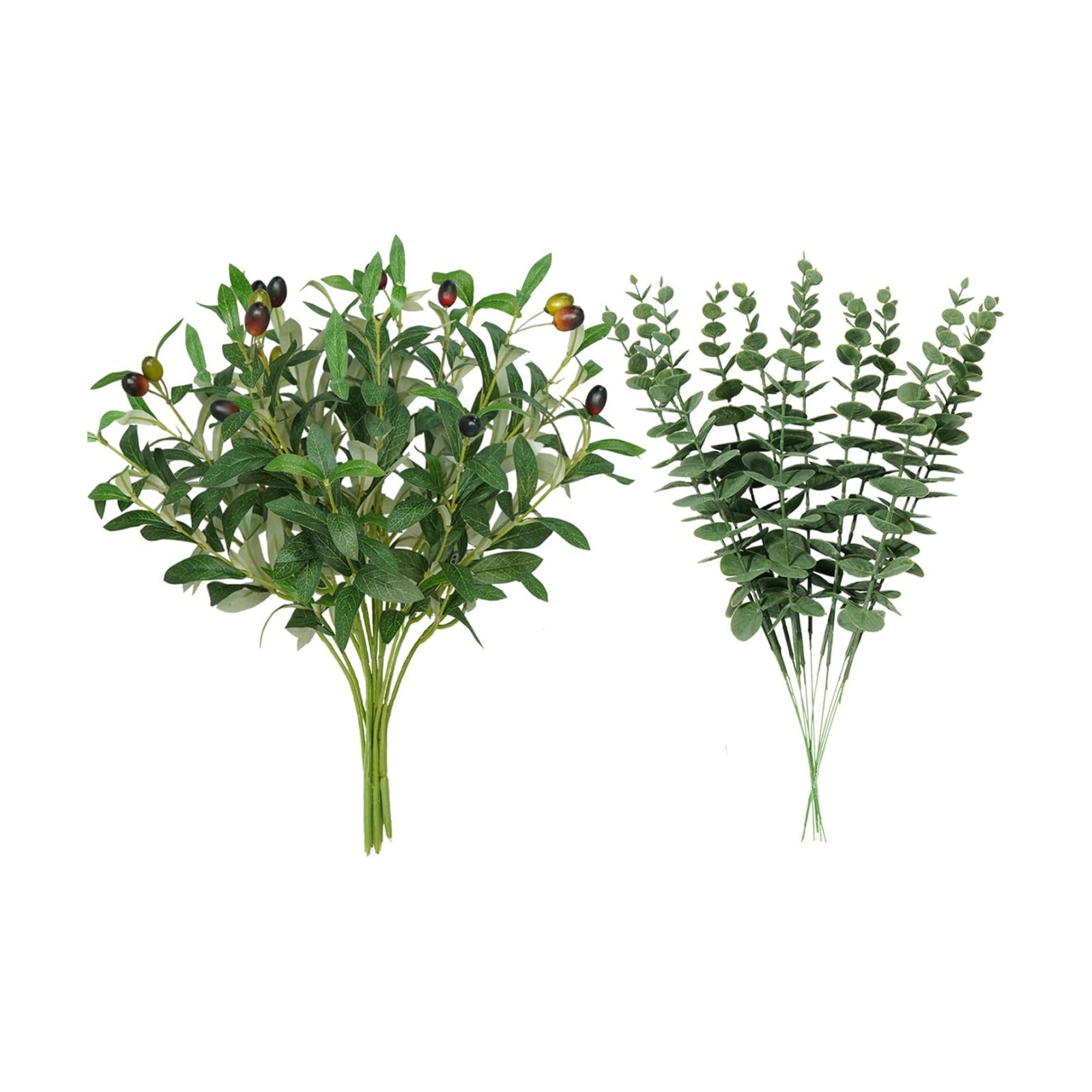 Faux Olive Branches&Eucalyptus Branches / Set of 16