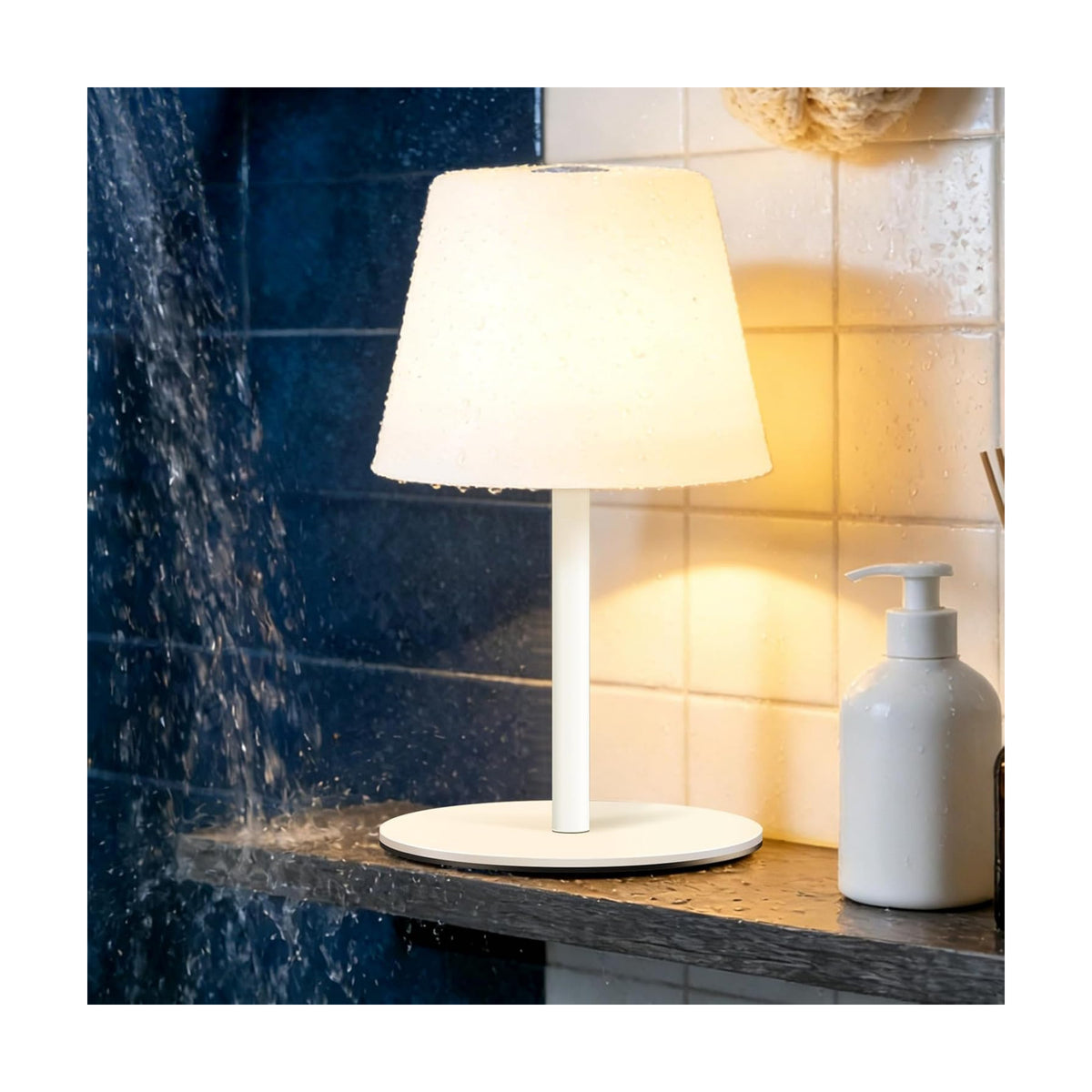 IP65 Shower Lamp Waterproof,Cordless Rechargeable Table Lamp Indoor Outdoor | Bathroom Lamp,4000mAh Battery Operated，3