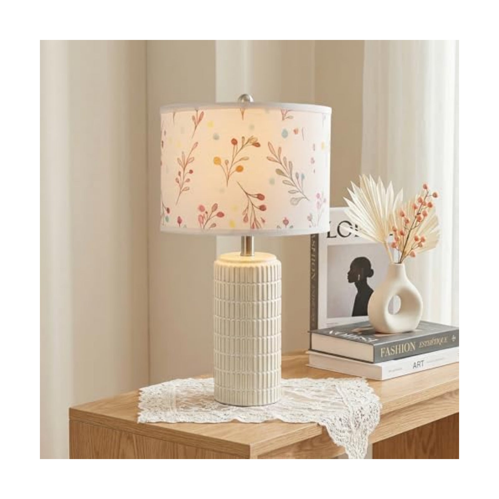 PoKat 23'' Table Lamp with Flower Lampshade for Night Stands, Birthday Gifts for Women Mom, House Warming Gifts New