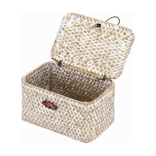 Wicker Shelf Basket Mini Seagrass Basket / 6.1 x 4.0 x 3.3 / Whitewash Color