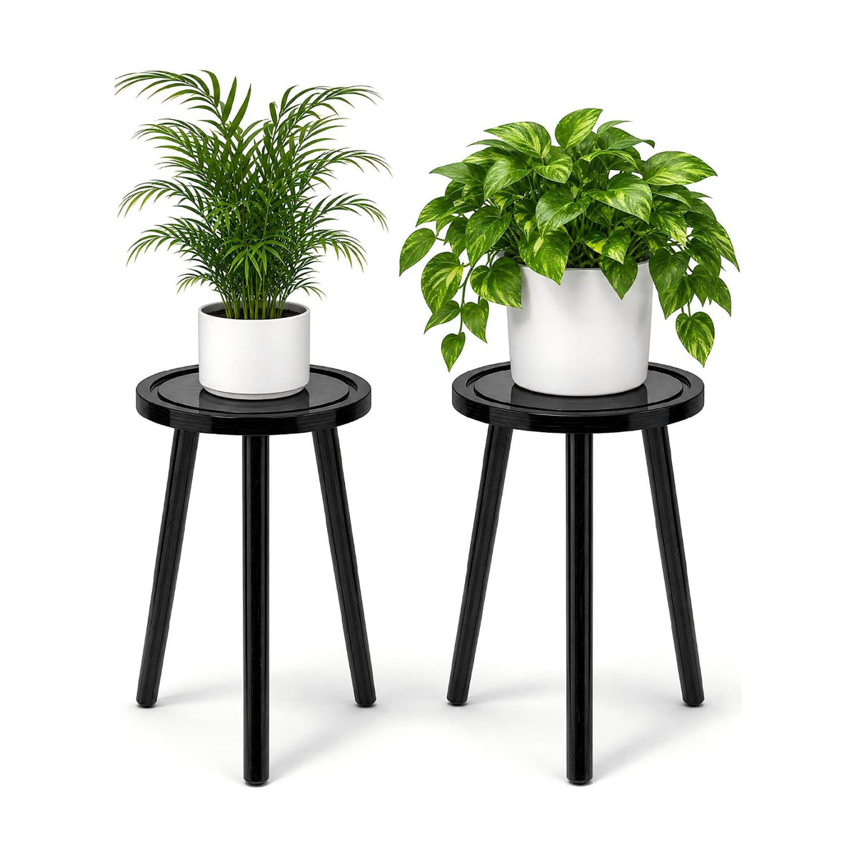 2-Pack Wood Plant Stands Indoor, 16.7" Tall Plant Stand Outdoor Mid-Century Plant Stool, Single Plant Table Modern