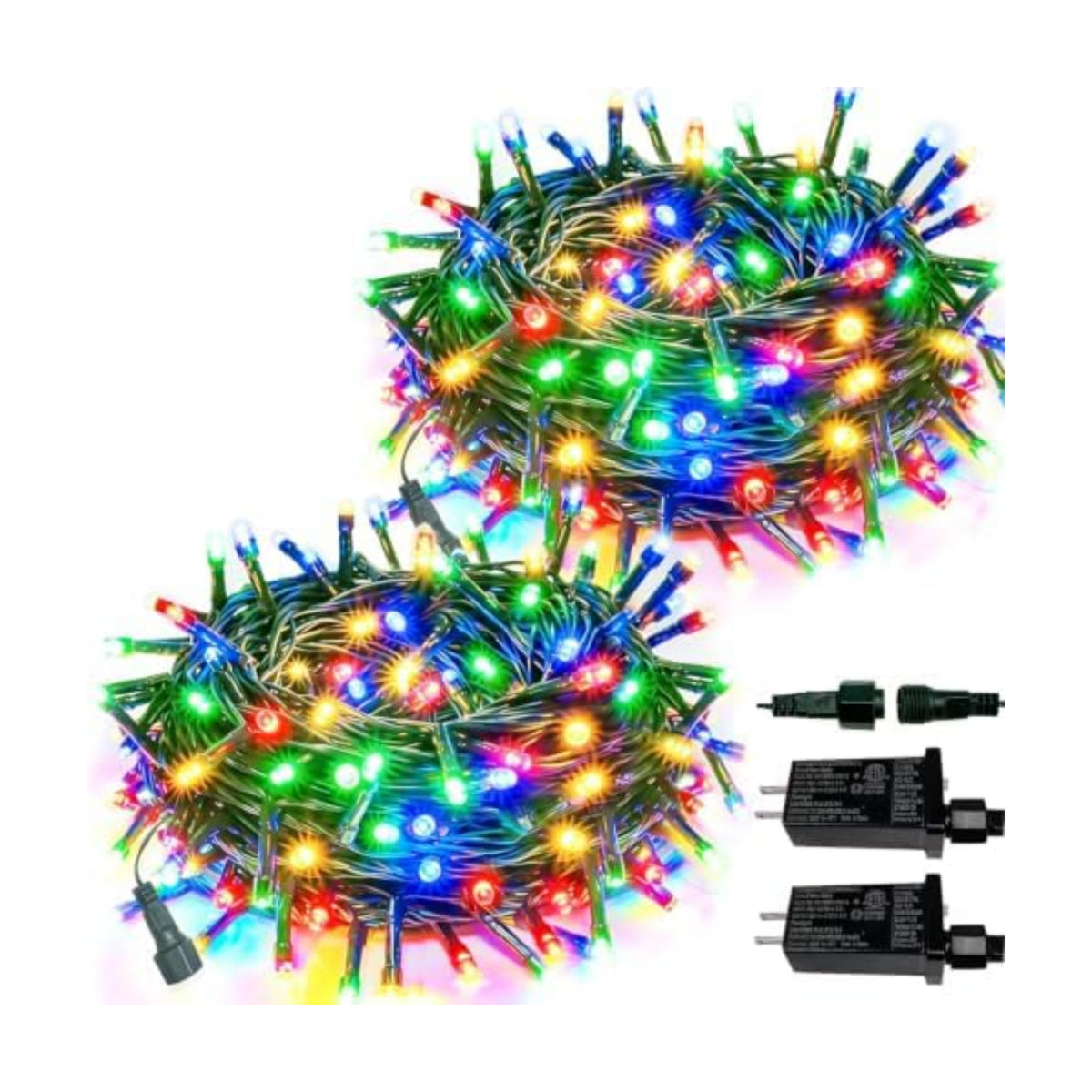 2 Pack Extendable Christmas String Lights Indoor Outdoor 200 LED Multicolor