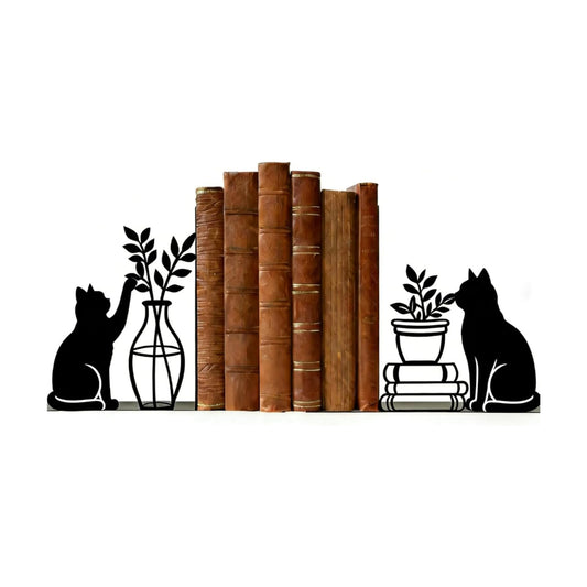 Metal Book Ends / Modern Cat Shape Bookend Holder