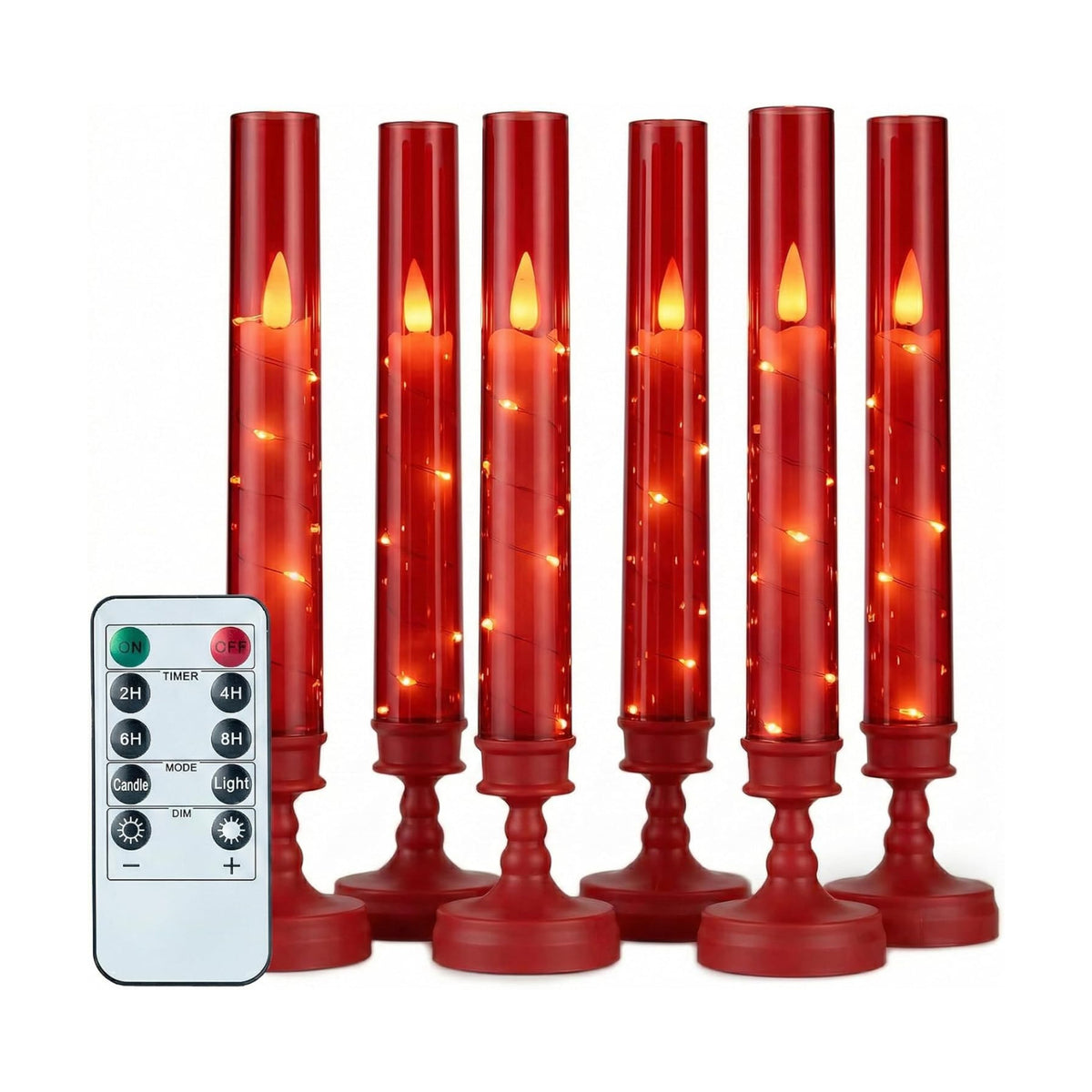 6 PCS Flameless Candles with Timer, Flickering Flameless LED Pillar Candles for Romantic Ambiance with Embedded Star