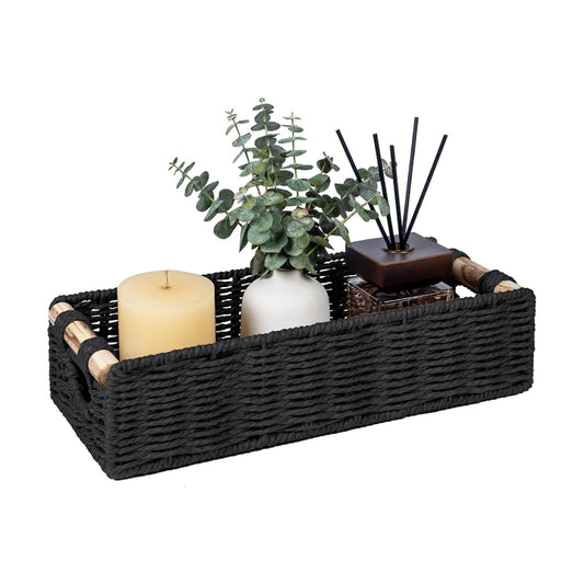 Handwoven Toilet Tank Top Paper Baskets / Black