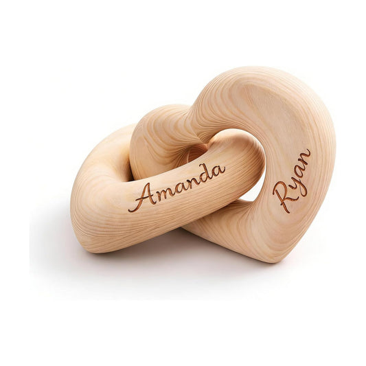 Names Wooden Love Knot Heart Sculpture Couple Gifts Home Decor