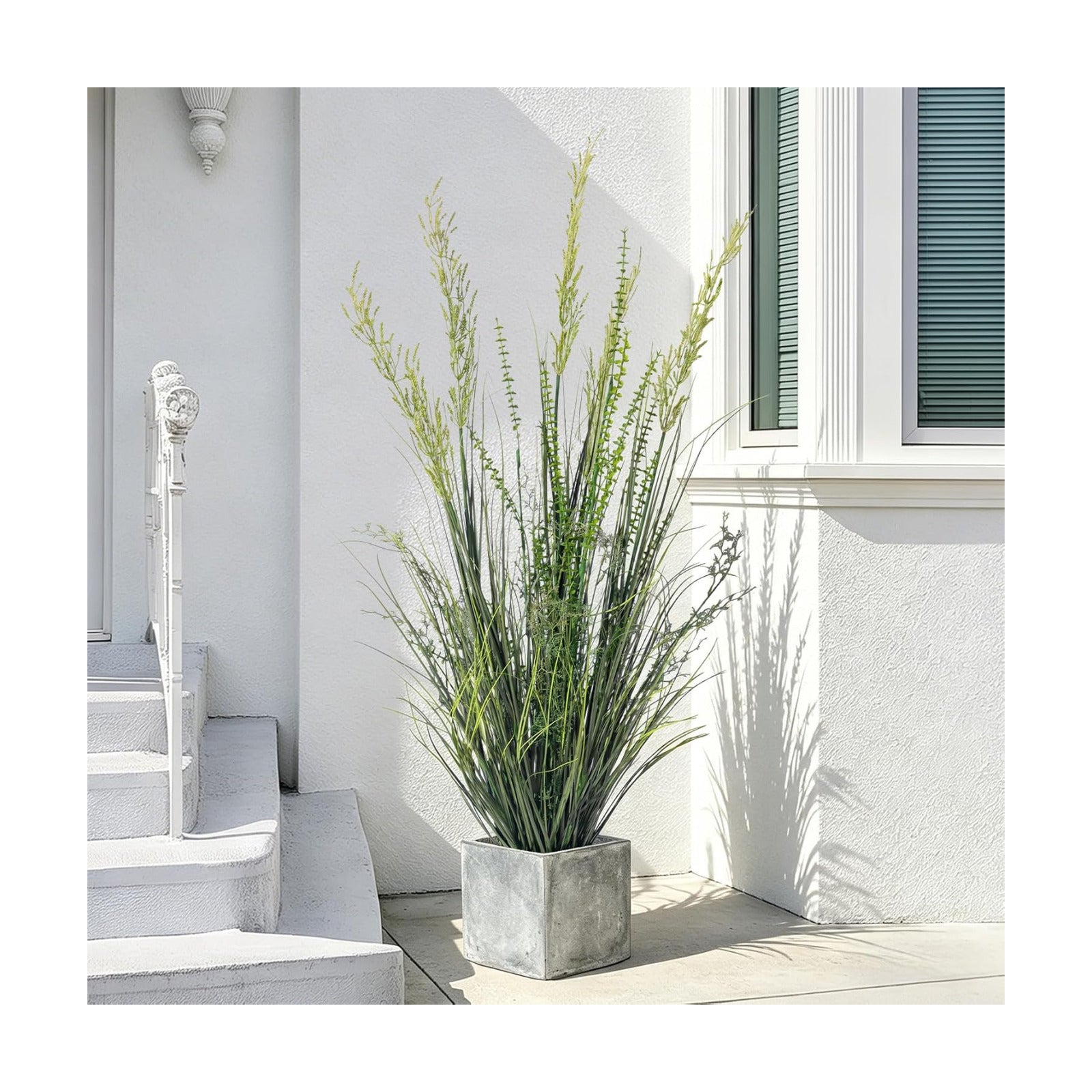 Lifelike Faux Plastic plantas Synthetic Pampas Grass Indoor Outdoor Realistic Floor / 4FT / Green