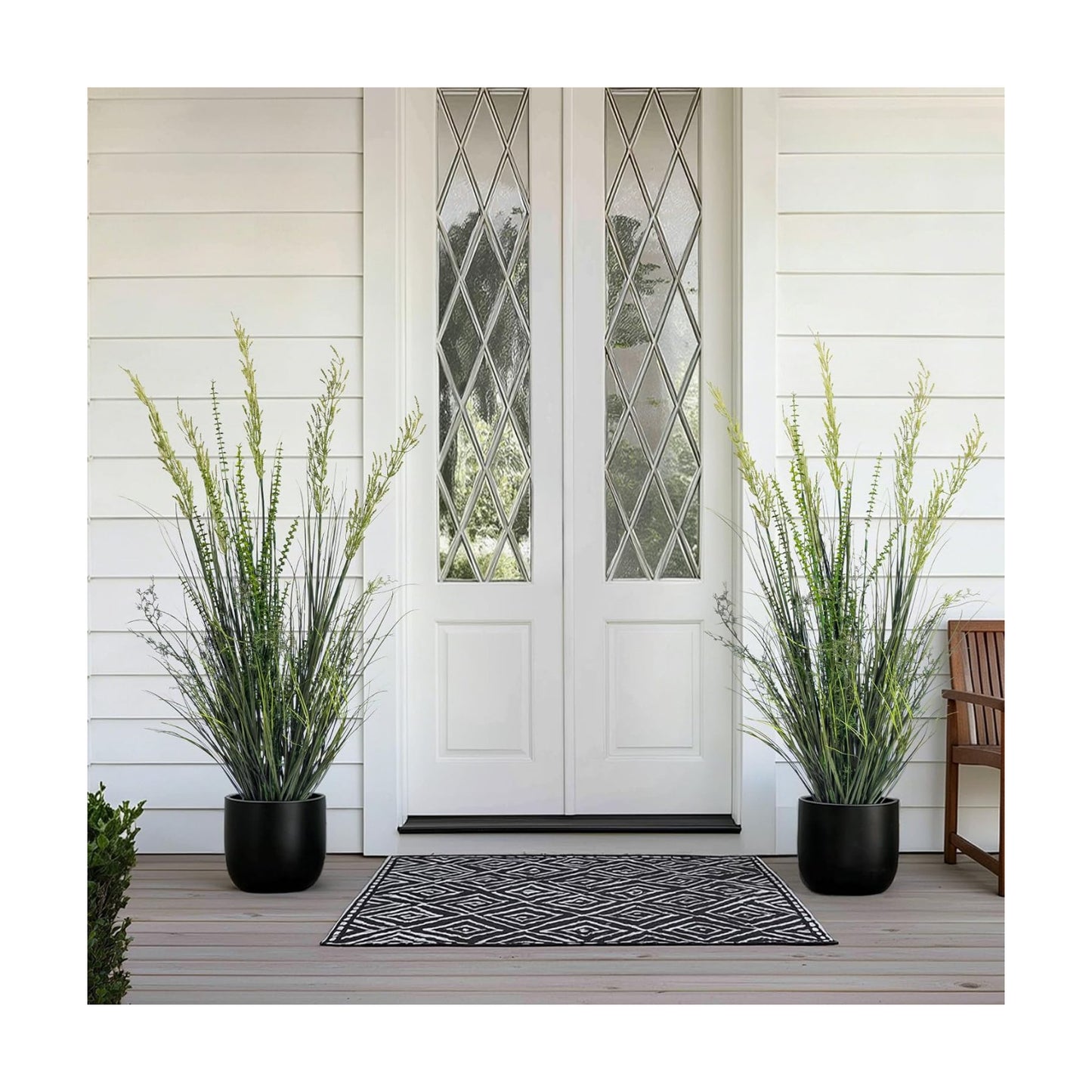 Faux Plastic plantas Synthetic Pampas Grass Indoor Outdoor Realistic Floor / 4FT / Green / Set of 2