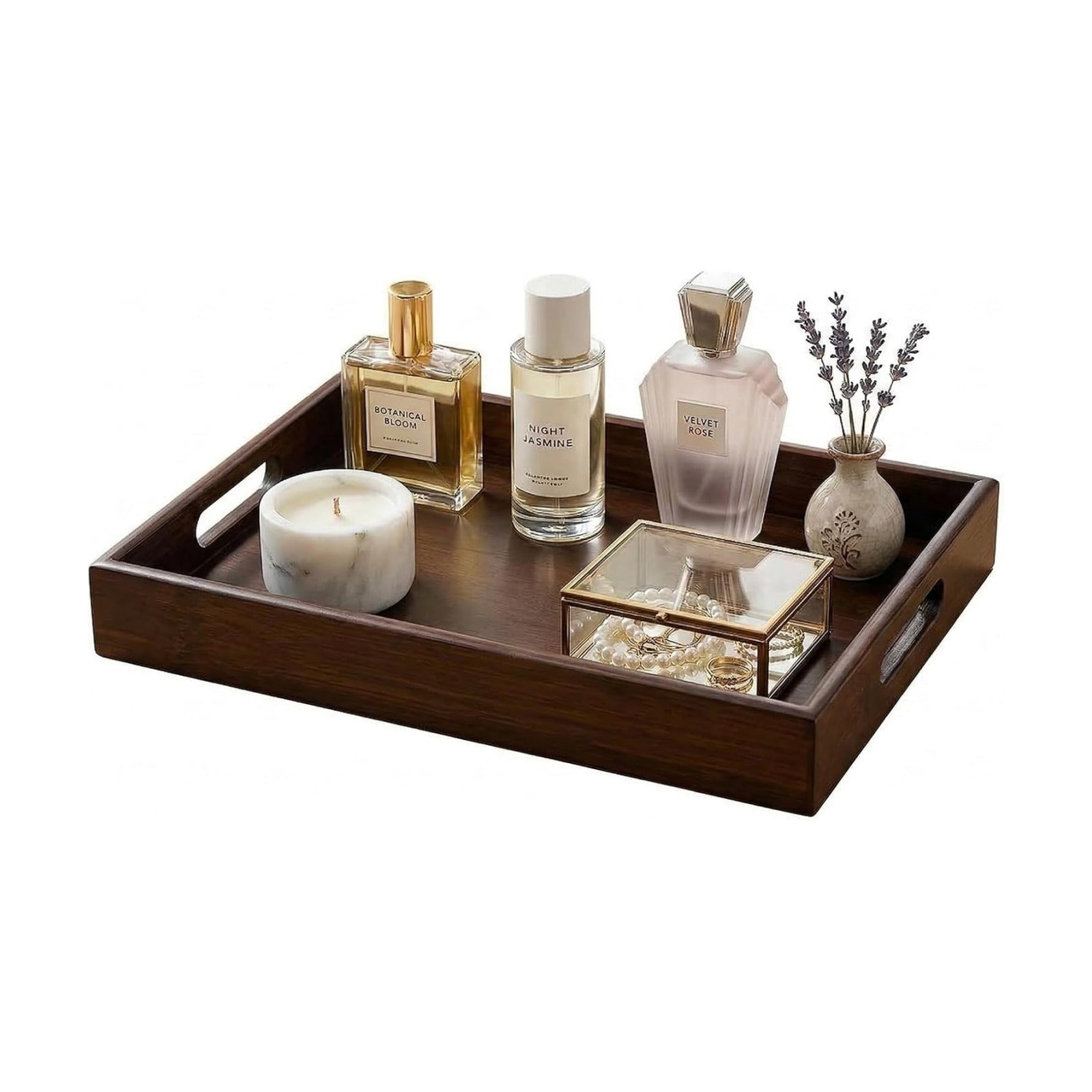 Bamboo Wood Display Tray for Dresser / Vintage / Natural / 11.4 x 7.9
