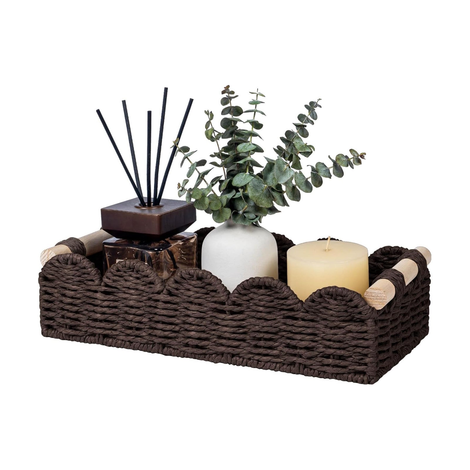 CubesLand Toilet Paper Storage Basket Organizer, Small Wicker Decor Basket