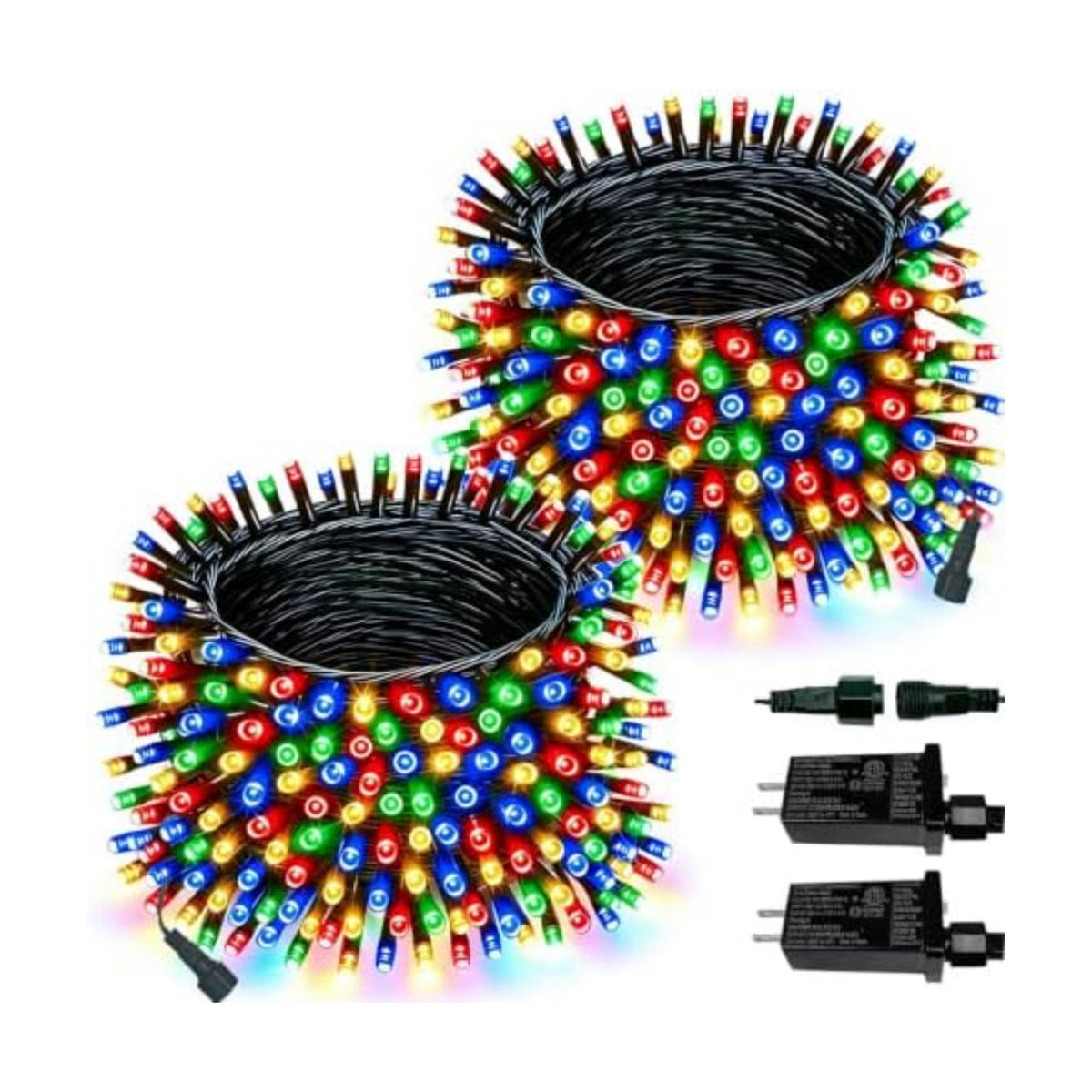 2 Pack Extendable Multicolor Christmas String Lights Indoor Outdoor 400 LED