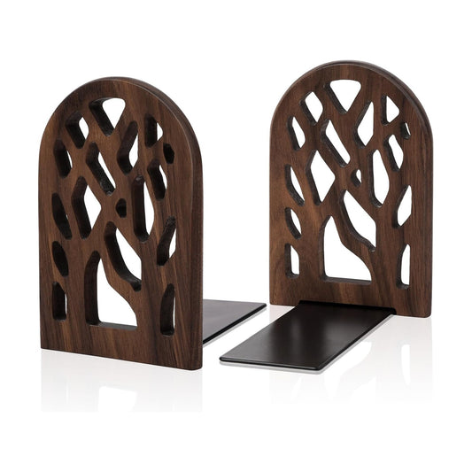 Wood Tree Book Ends / Set of 2