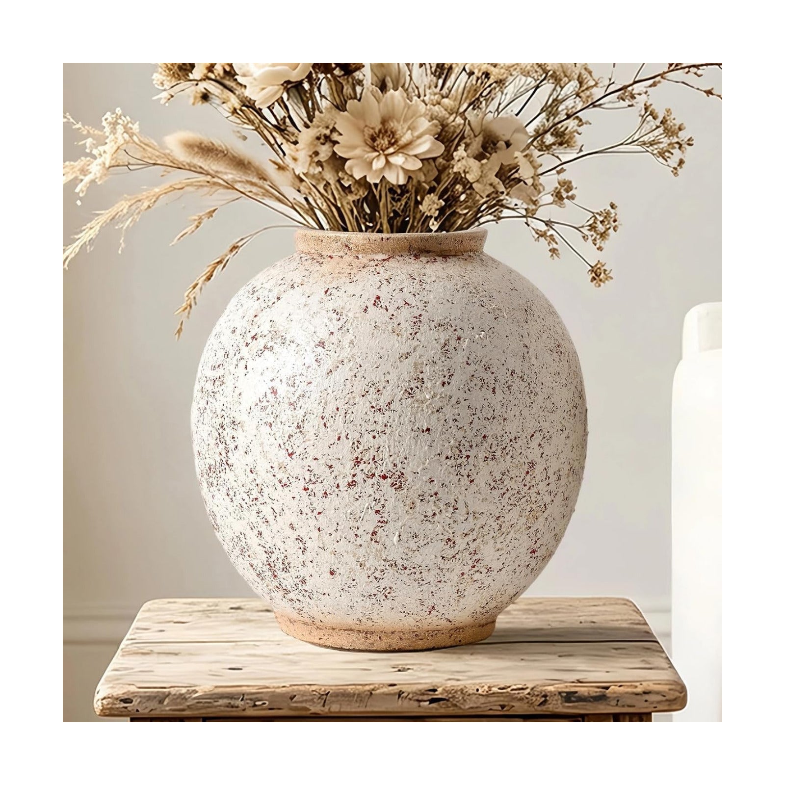 Large Ceramic Vase / 10.8"-oval / Retro-10.8 / Red