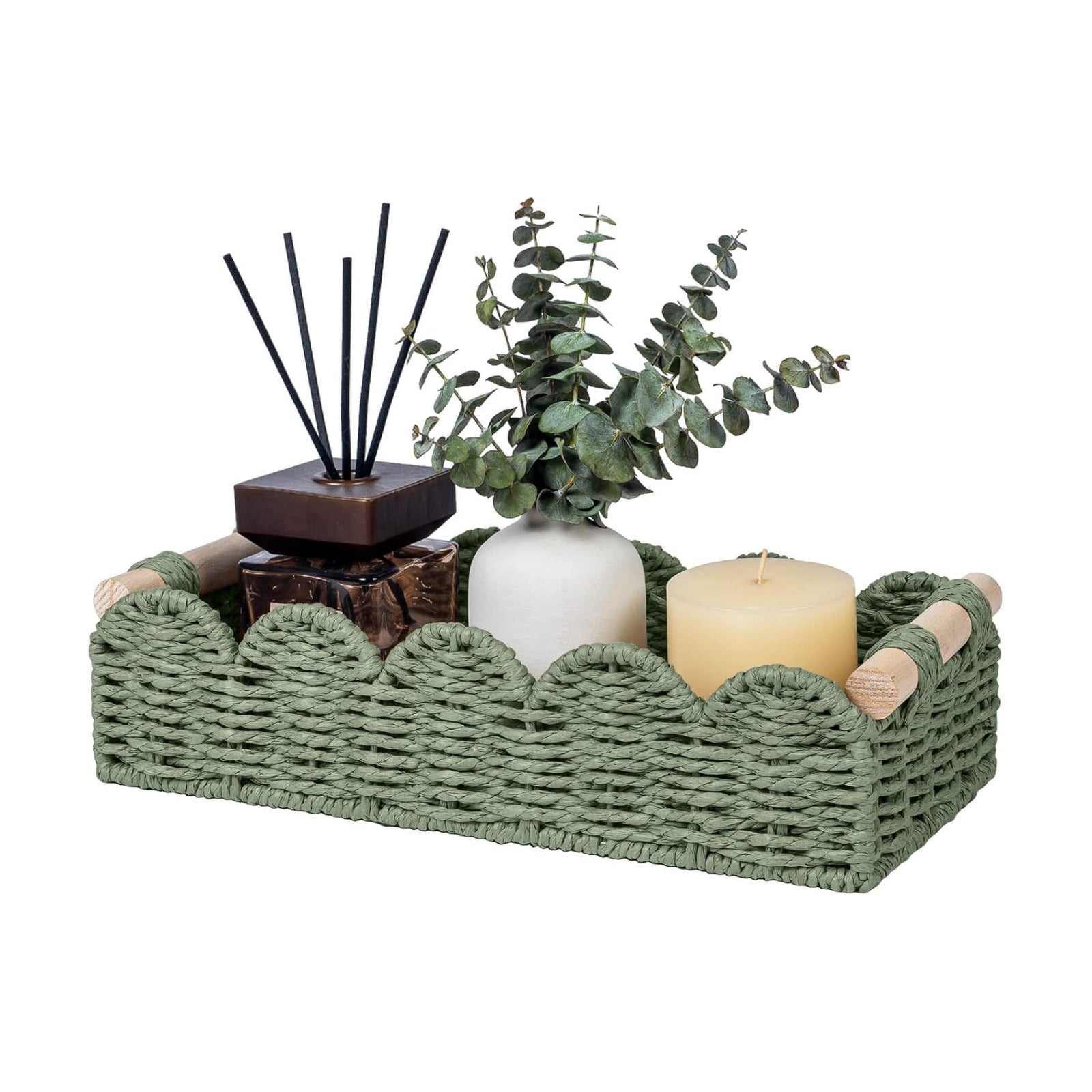 CubesLand Toilet Paper Storage Basket Organizer, Small Wicker Decor Basket