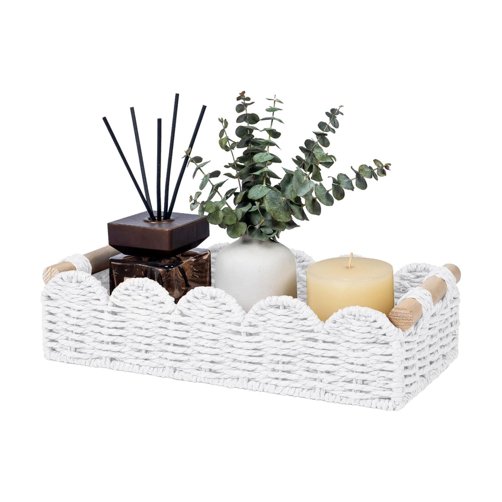 CubesLand Toilet Paper Storage Basket Organizer, Small Wicker Decor Basket
