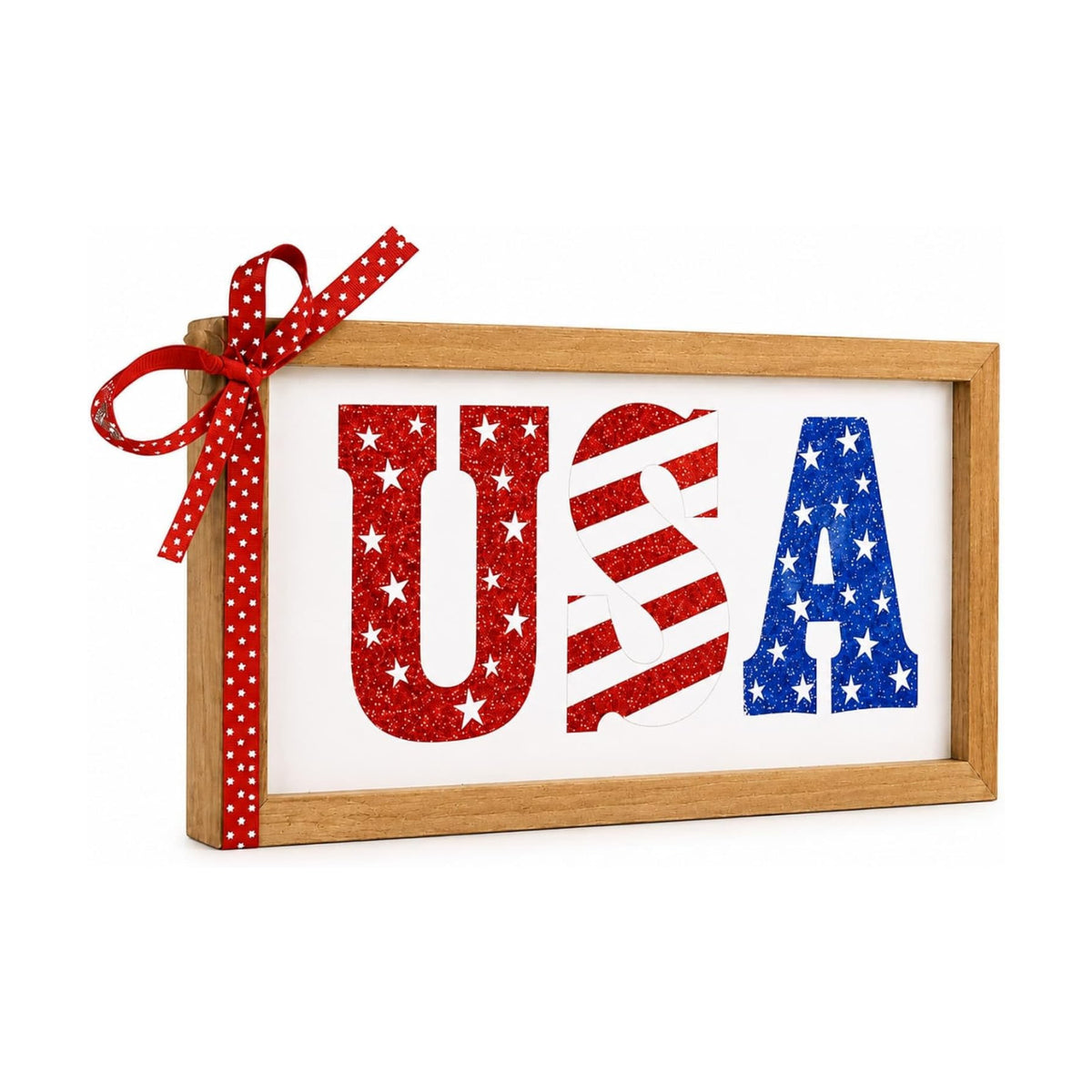 Patriotic USA Sign Labor Day Veterans Day Decor Table Wall Shelf
