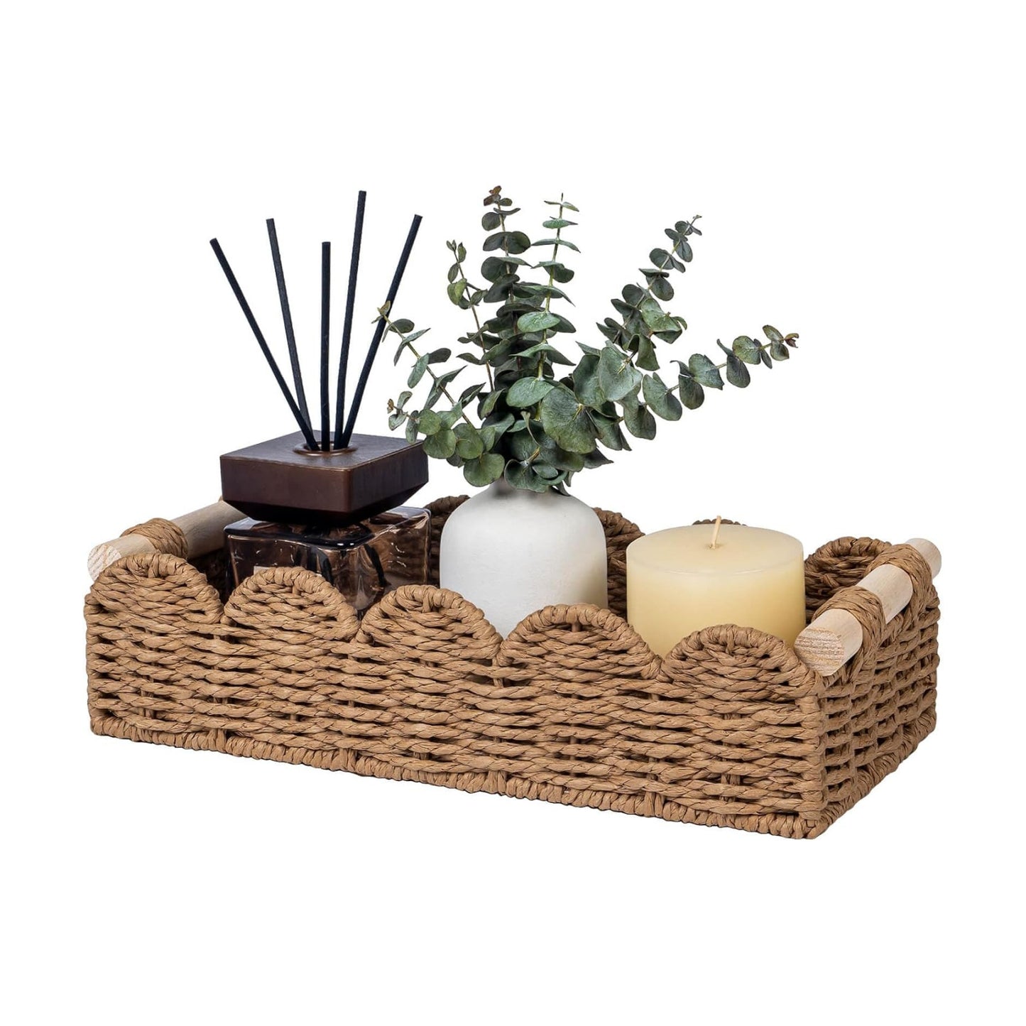 CubesLand Toilet Paper Storage Basket Organizer, Small Wicker Decor Basket