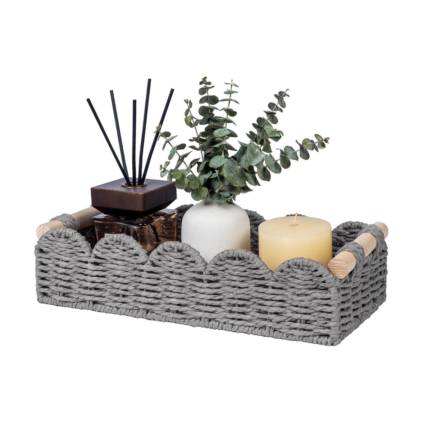 CubesLand Toilet Paper Storage Basket Organizer, Small Wicker Decor Basket