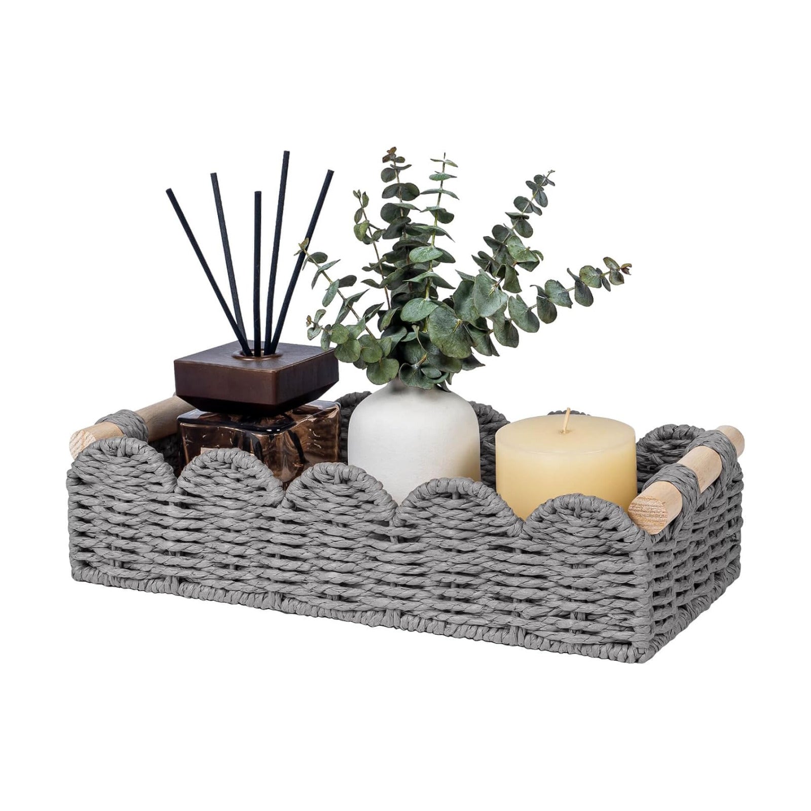 CubesLand Toilet Paper Storage Basket Organizer, Small Wicker Decor Basket
