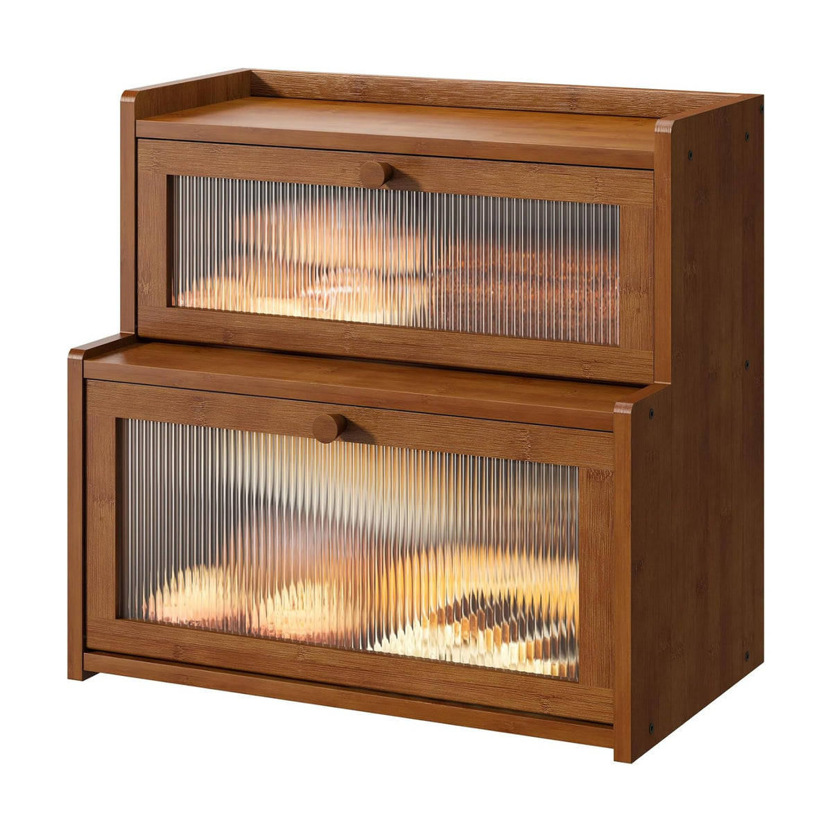Bread Box for Kitchen Countertop Double Layer Large Corner Bread Box Capacity Bread Storage Bin Farmhouse Breadbox