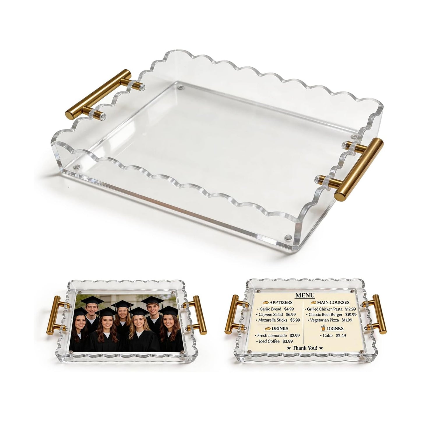 Acrylic Tray / Scalloped Tray / 12.60 x 7.87 x 1.97