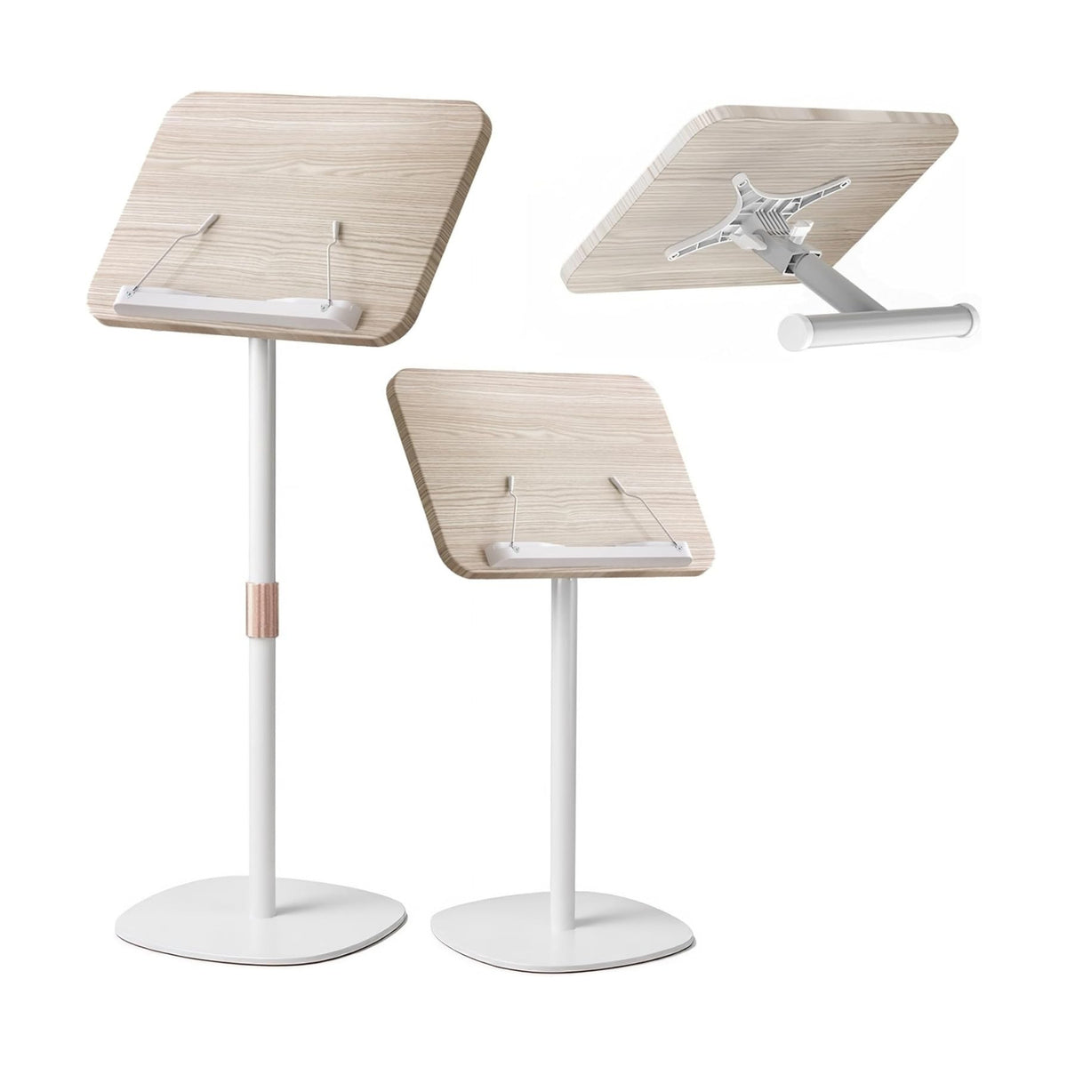2-in-1 Floor Music Stand & Desktop Book Stand, 16.5"–51" Height Adjustable | Premium Wood Panel, Floor Reading Stand