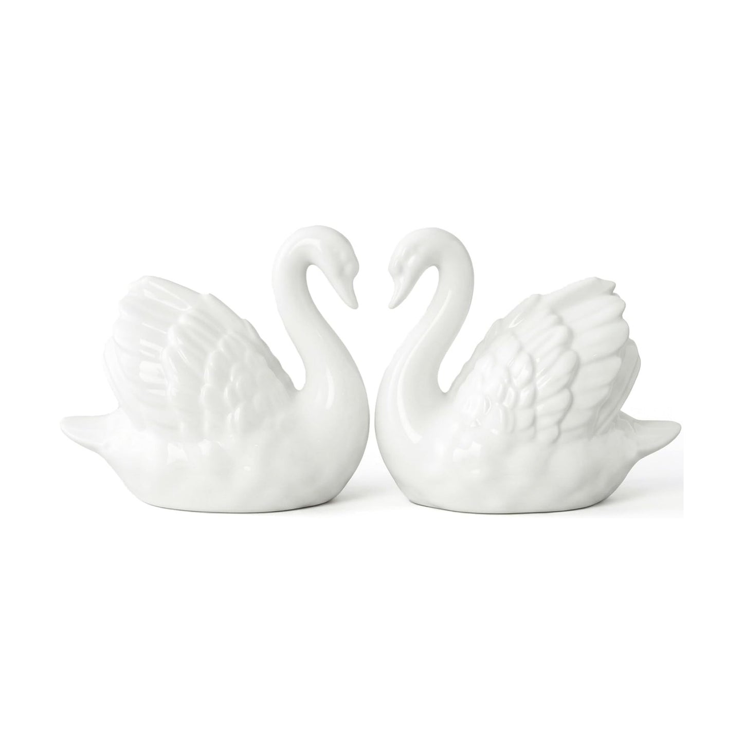 Ceramic Swan Figurines / White / 3.9 x 3.3 / Set of 2